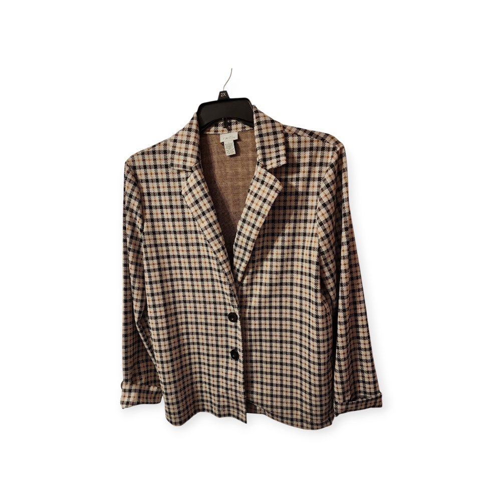 Rue 21 Womens Juniors Long Sleeve Plaid Checkered Blazer Jacket sz Large (NEW)